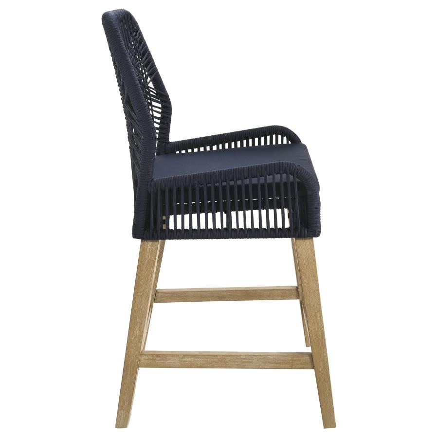 (image for) Nakia Woven Rope Counter Chair with Cushion Navy (Set of 2)