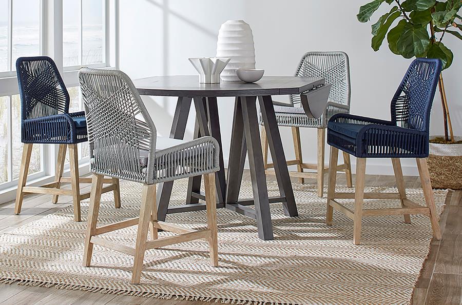 (image for) Nakia Woven Rope Counter Chair with Cushion Navy (Set of 2)