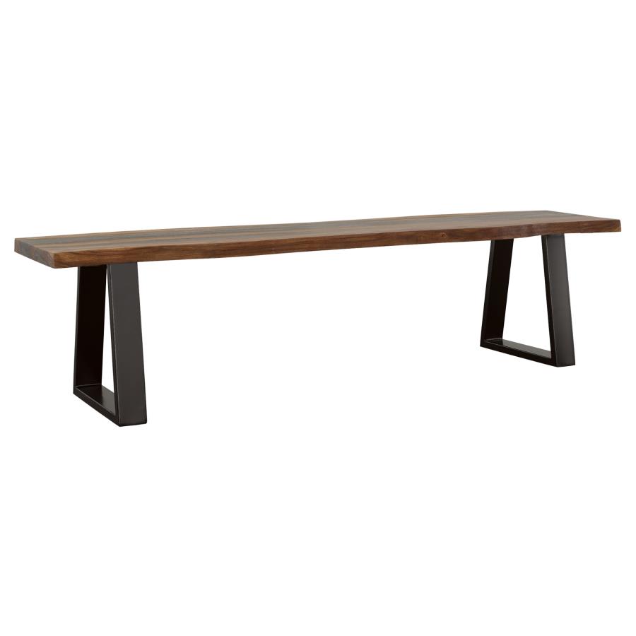 (image for) Ditman Live Edge Wood Dining Bench Grey Sheesham