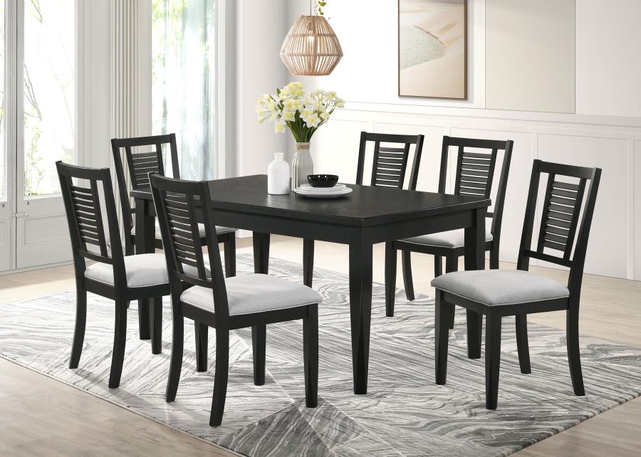 (image for) Appleton 7-piece Rectangular Dining Set Washed Black - Click Image to Close