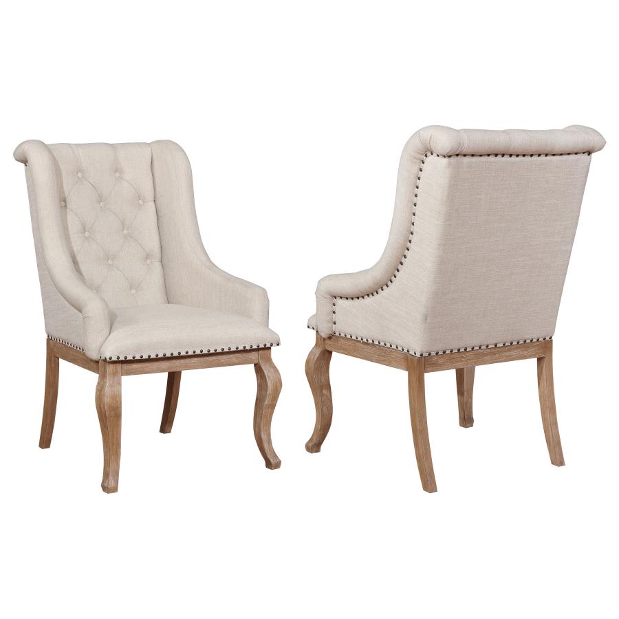 (image for) Brockway Upholstered Arm Chair Barley Brown (Set of 2) - Click Image to Close