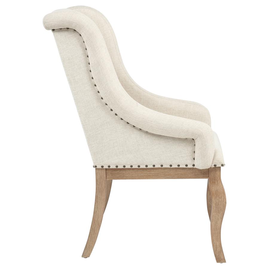 Brockway Upholstered Arm Chair Barley Brown (Set of 2)