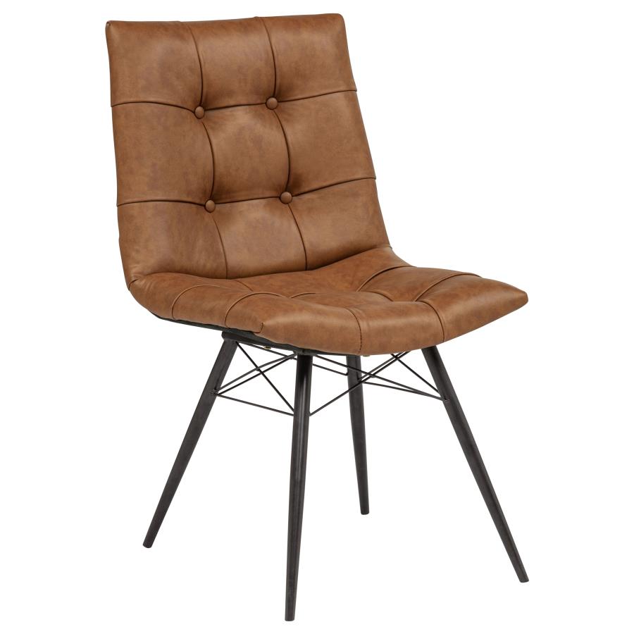 (image for) Aiken Faux Leather Upholstered Dining Side Chair Saddle Brown (Set of 4)
