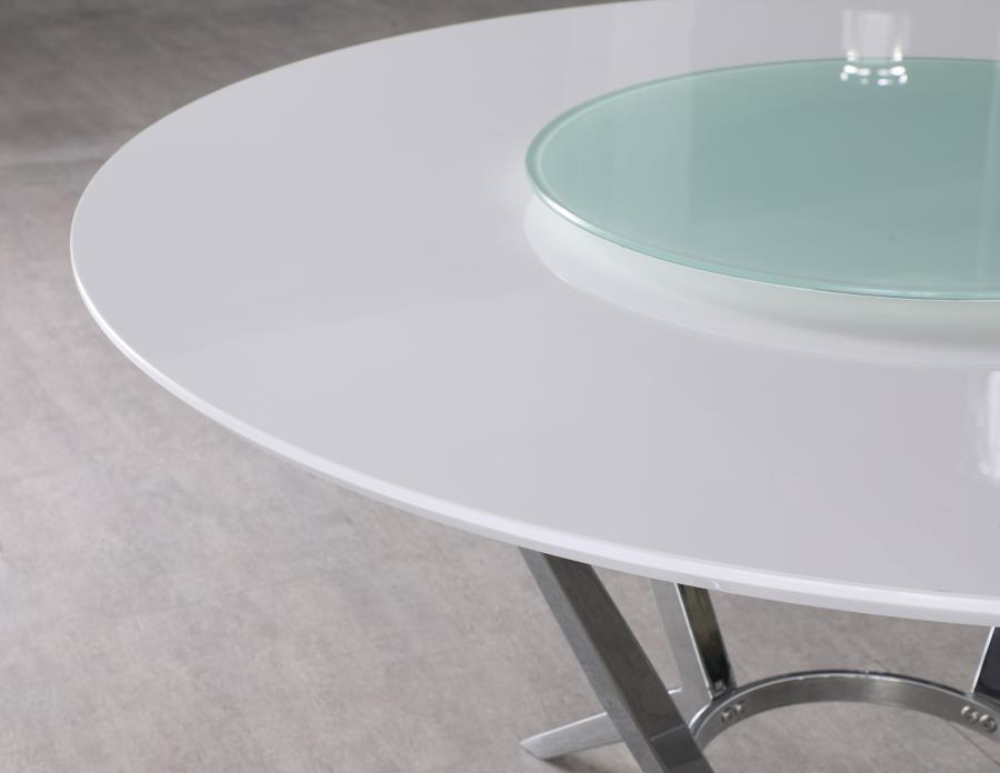 (image for) Abby Round 54-inch Lazy Susan Dining Table White High Gloss