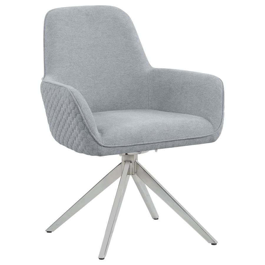 (image for) Abby Fabric Upholstered Swivel Dining Arm Chair Light Grey - Click Image to Close