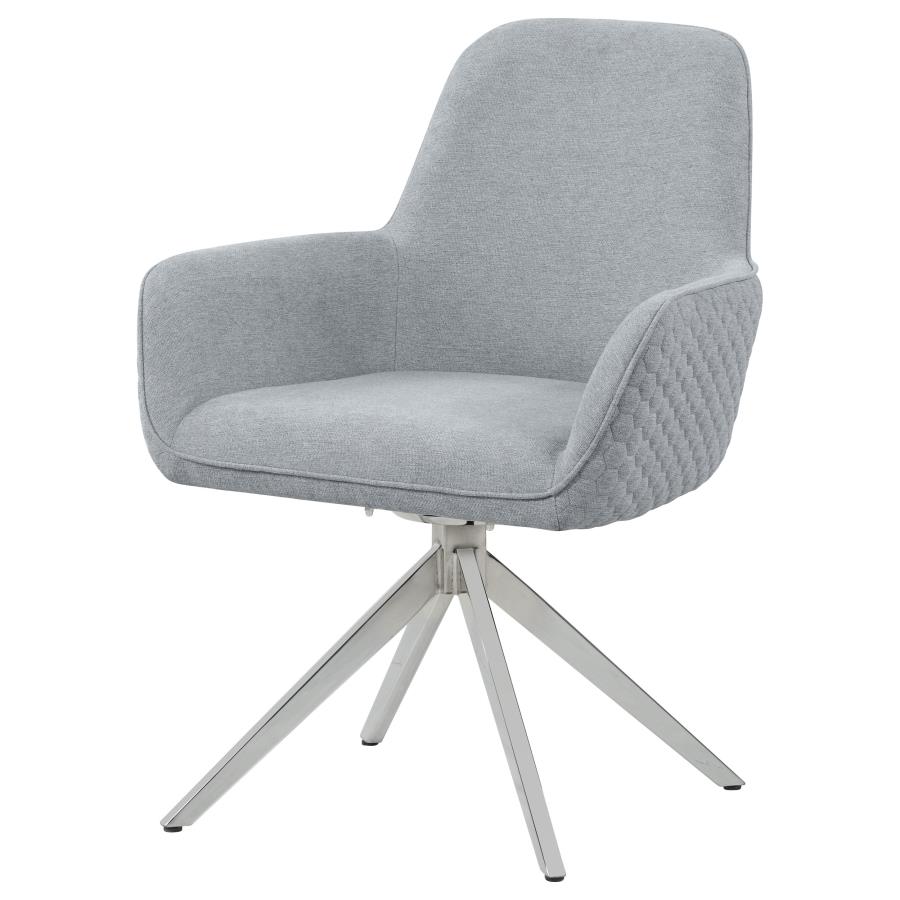 (image for) Abby Fabric Upholstered Swivel Dining Arm Chair Light Grey