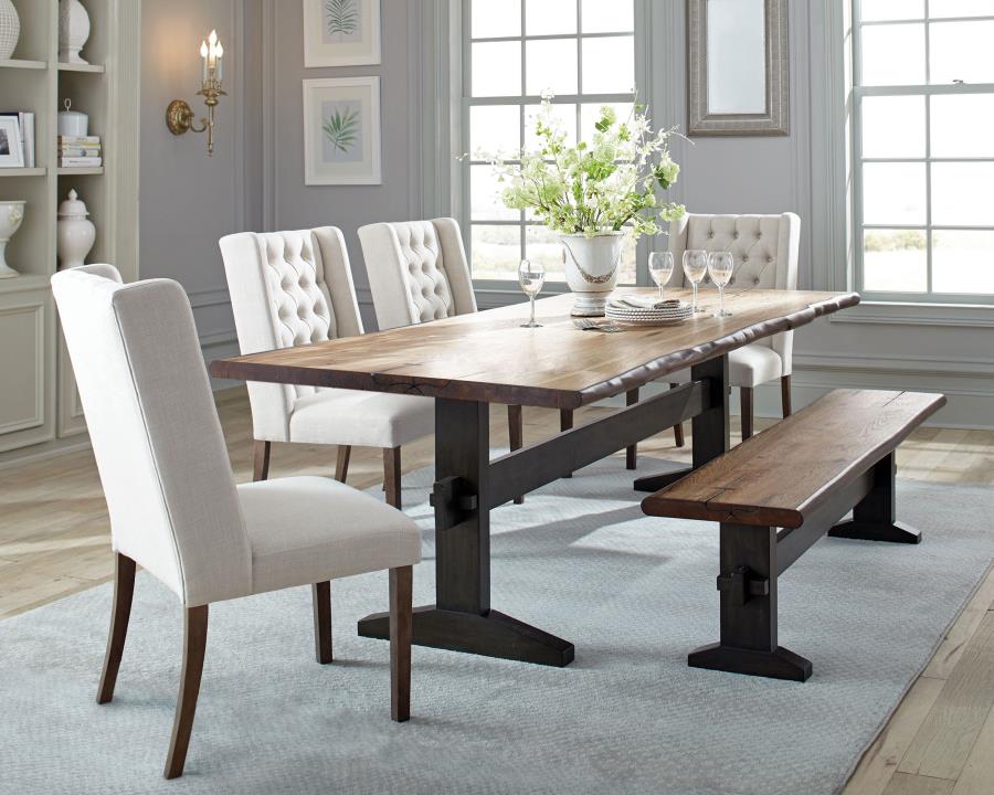 (image for) Bexley 6-piece Rectangular Live Edge Dining Table Set Honey - Click Image to Close