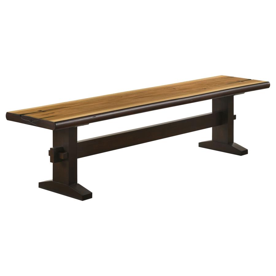 (image for) Bexley Wood Dining Bench Natural Honey and Smokey Black