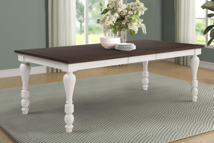 (image for) Madelyn 86-inch Extension Leaf Dining Table Coastal White