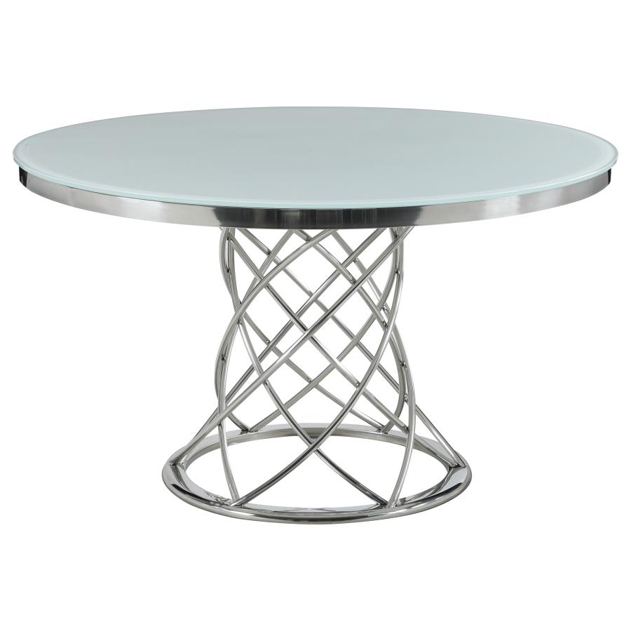 (image for) Irene 5-piece Round Glass Top Dining Set White and Chrome