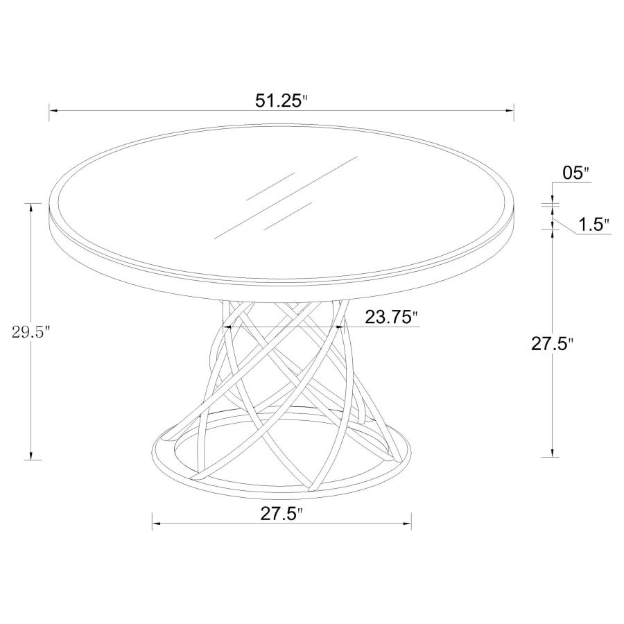 (image for) Irene 5-piece Round Glass Top Dining Set White and Chrome