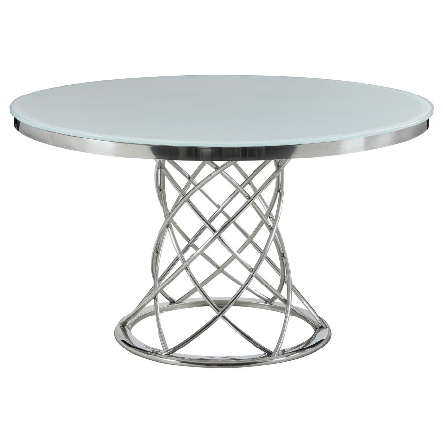 (image for) Irene Round 51-inch Glass Top Dining Table Chrome - Click Image to Close