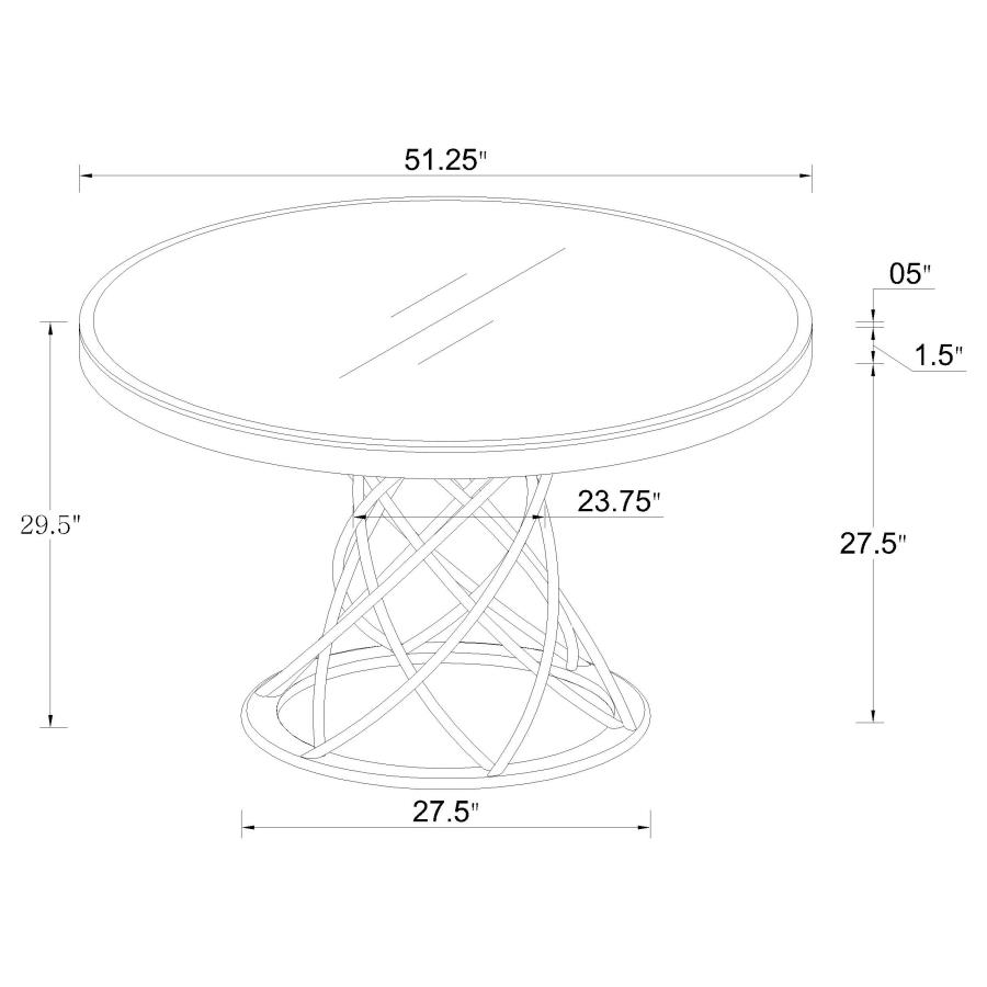 (image for) Irene Round 51-inch Glass Top Dining Table Chrome