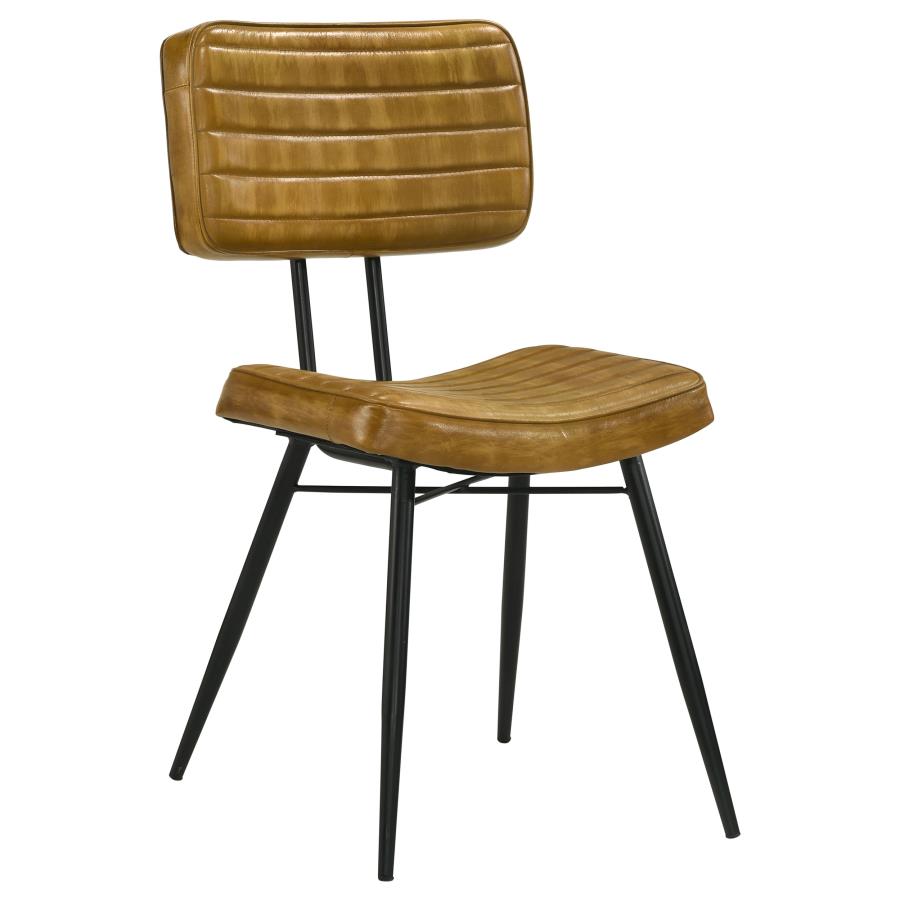 (image for) Misty Leather Upholstered Dining Side Chair Camel (Set of 2) - Click Image to Close