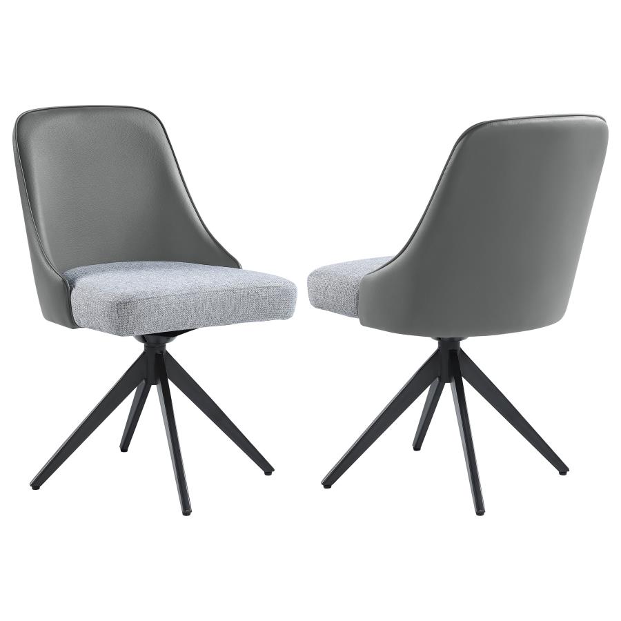 (image for) Paulita Upholstered Swivel Dining Side Chair Grey (Set of 2) - Click Image to Close