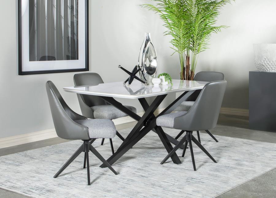 (image for) Paulita Upholstered Swivel Dining Side Chair Grey (Set of 2)