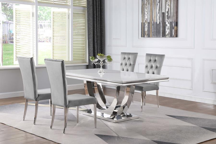 (image for) Kerwin 5-piece Rectangular Dining Table Set Grey and Chrome - Click Image to Close