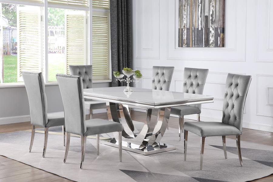 (image for) Kerwin 7-piece Rectangular Dining Table Set Grey and Chrome