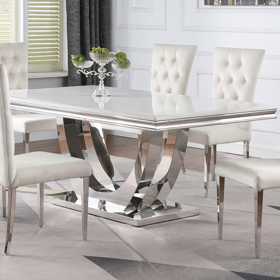 (image for) Kerwin Rectangular 71-inch Stone Top Dining Table White