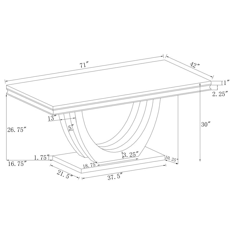 (image for) Kerwin Rectangular 71-inch Stone Top Dining Table White