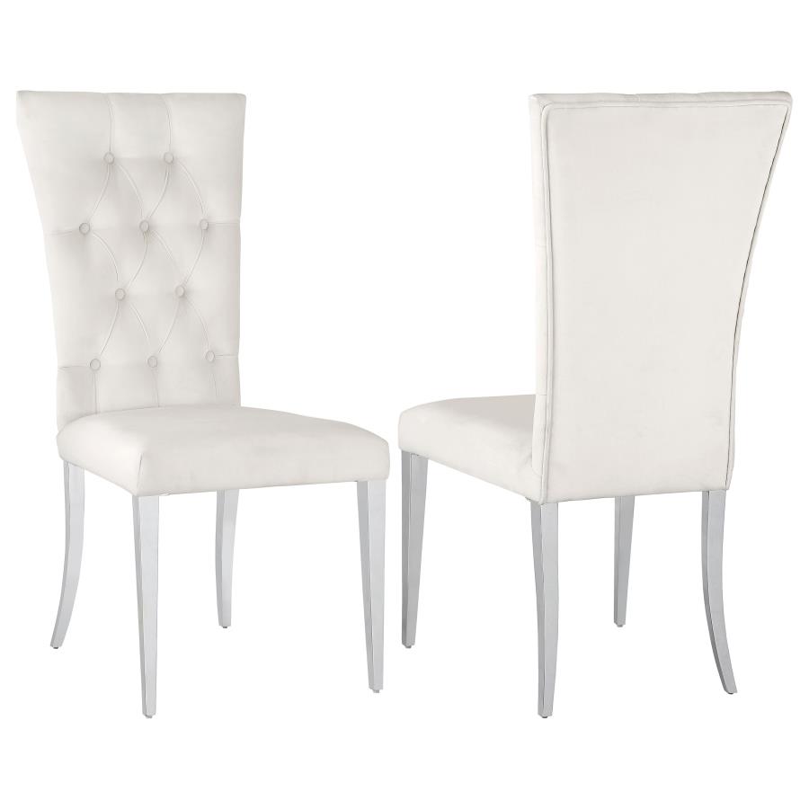 (image for) Kerwin Velvet Upholstered Dining Side Chair White (Set of 2) - Click Image to Close