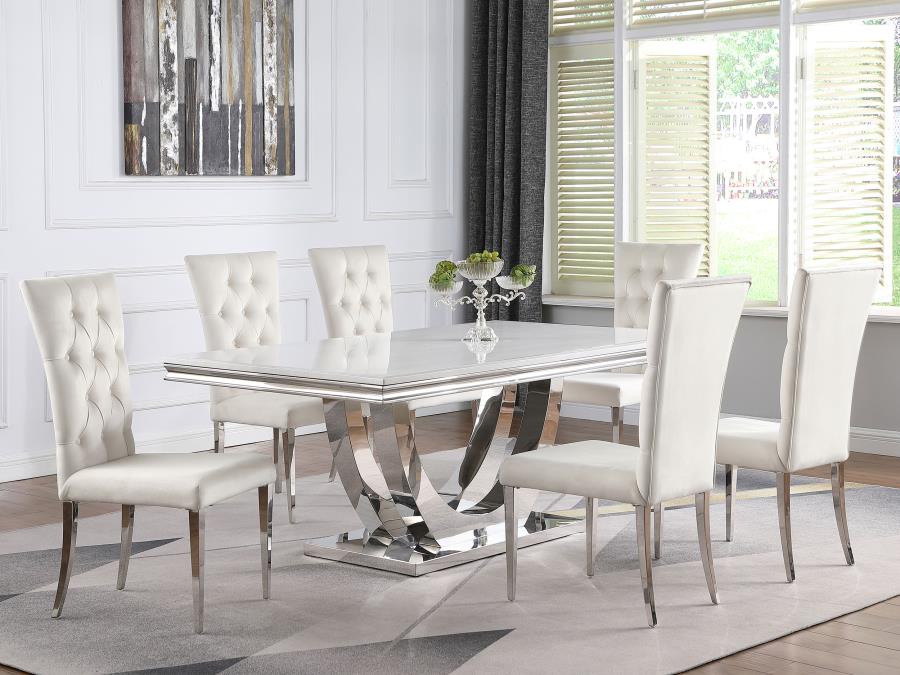 (image for) Kerwin Velvet Upholstered Dining Side Chair White (Set of 2)