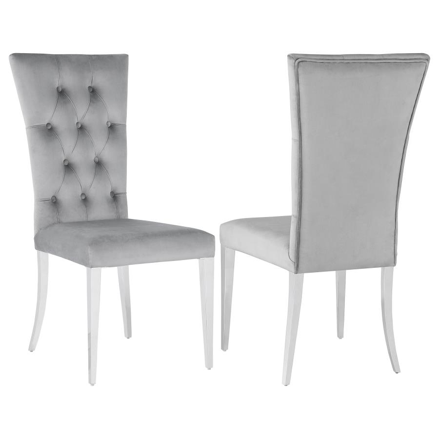 (image for) Kerwin Velvet Upholstered Dining Side Chair Grey (Set of 2)