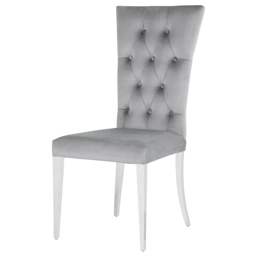 (image for) Kerwin Velvet Upholstered Dining Side Chair Grey (Set of 2)