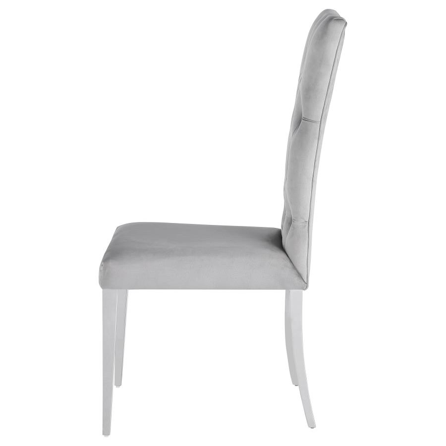 (image for) Kerwin Velvet Upholstered Dining Side Chair Grey (Set of 2)