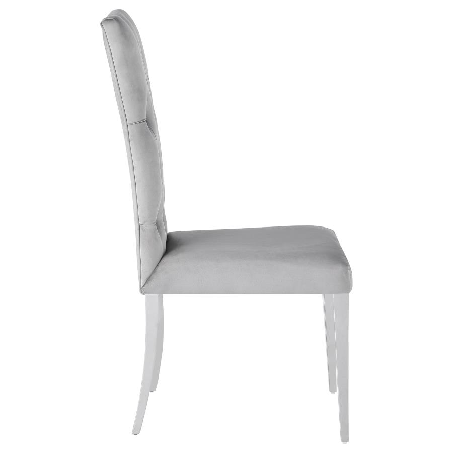 (image for) Kerwin Velvet Upholstered Dining Side Chair Grey (Set of 2)