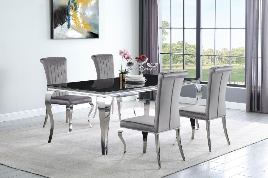 (image for) Carone 5-piece 81" Rectangular Black Glass Dining Set Grey