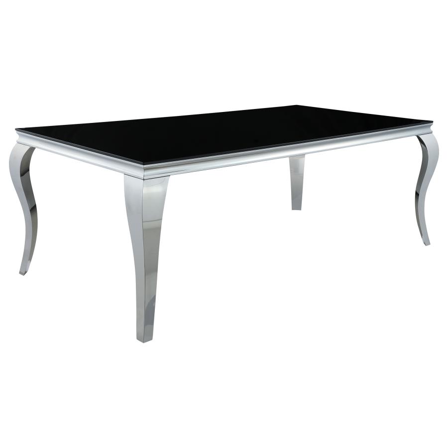 (image for) Carone Rectangular 81-inch Glass Top Dining Table Black