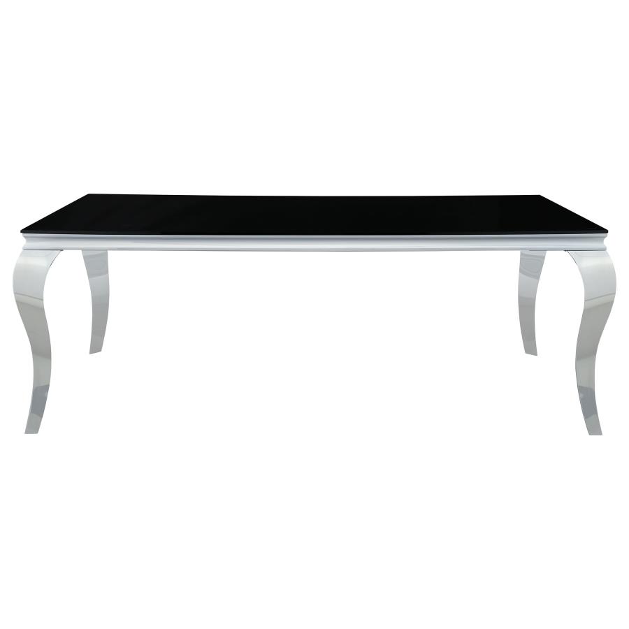 (image for) Carone Rectangular 81-inch Glass Top Dining Table Black