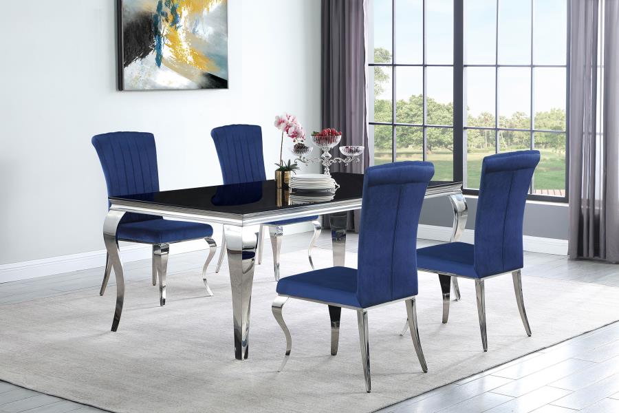 Modal Additional Images for Carone Rectangular 81-inch Glass Top Dining Table Black