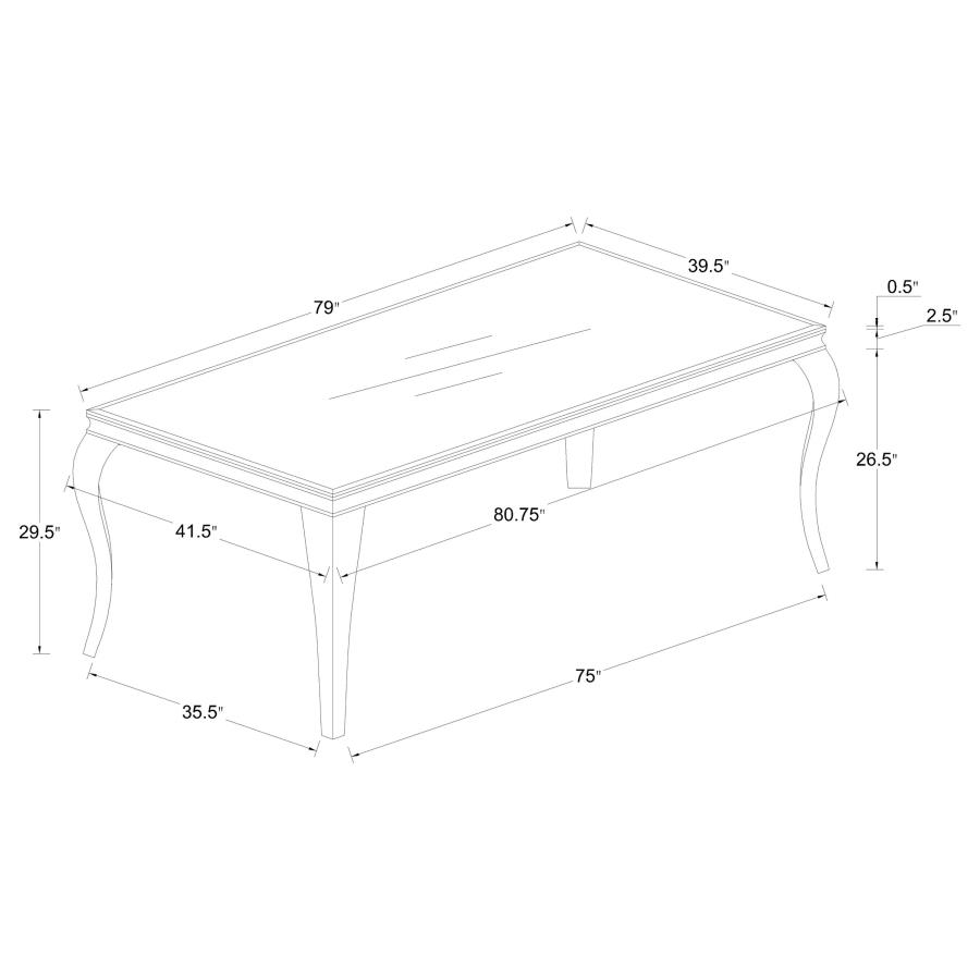 (image for) Carone 5-piece 81" Rectangular White Glass Dining Set Blue