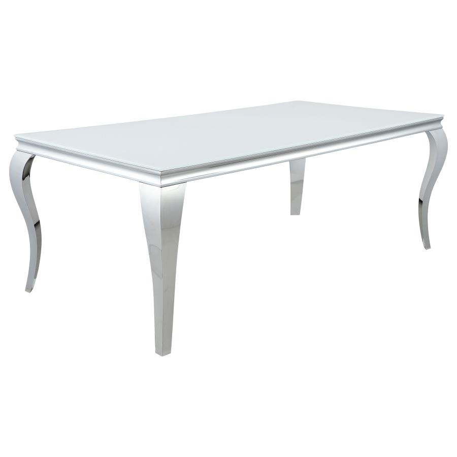 (image for) Carone Rectangular 81-inch Glass Top Dining Table White - Click Image to Close