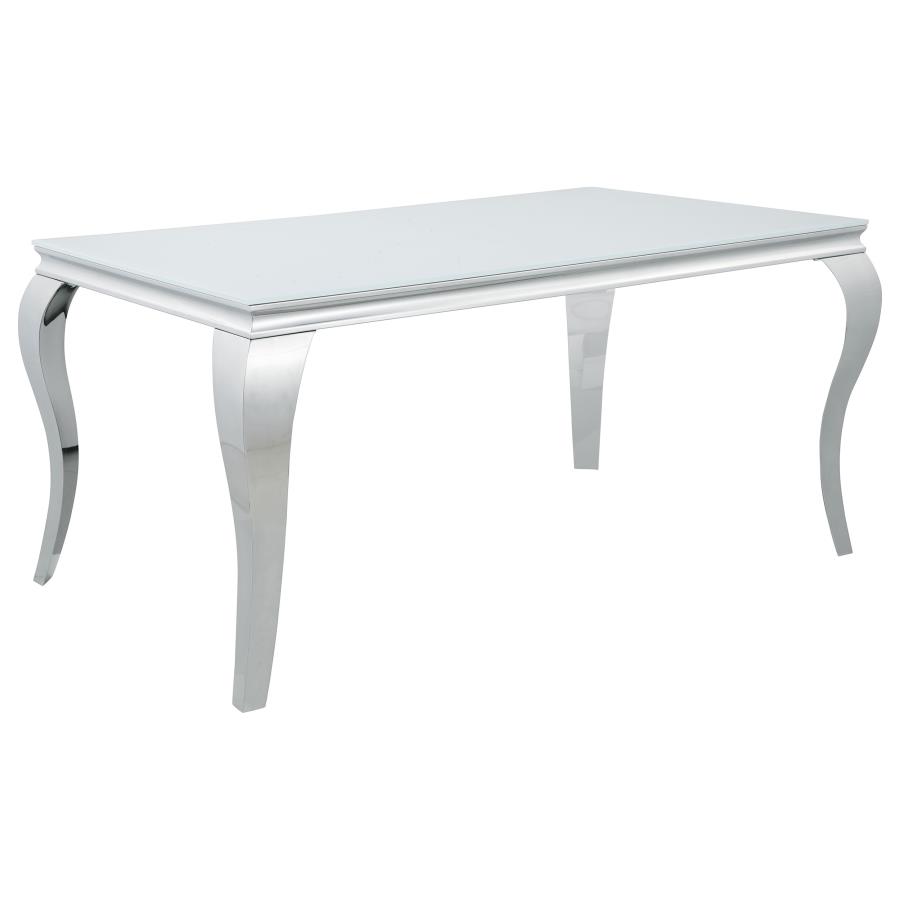 (image for) Carone Rectangular 61-inch Glass Top Dining Table White - Click Image to Close