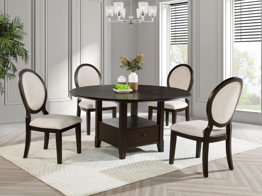 (image for) Twyla 5-piece 60-inch Round Wood Dining Table Set Dark Cocoa