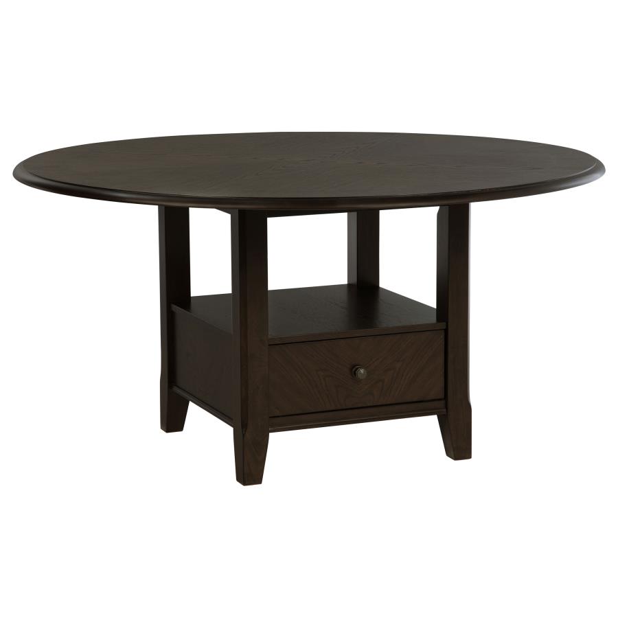 (image for) Twyla 60-inch Round Dining Table with Drawer Dark Cocoa - Click Image to Close