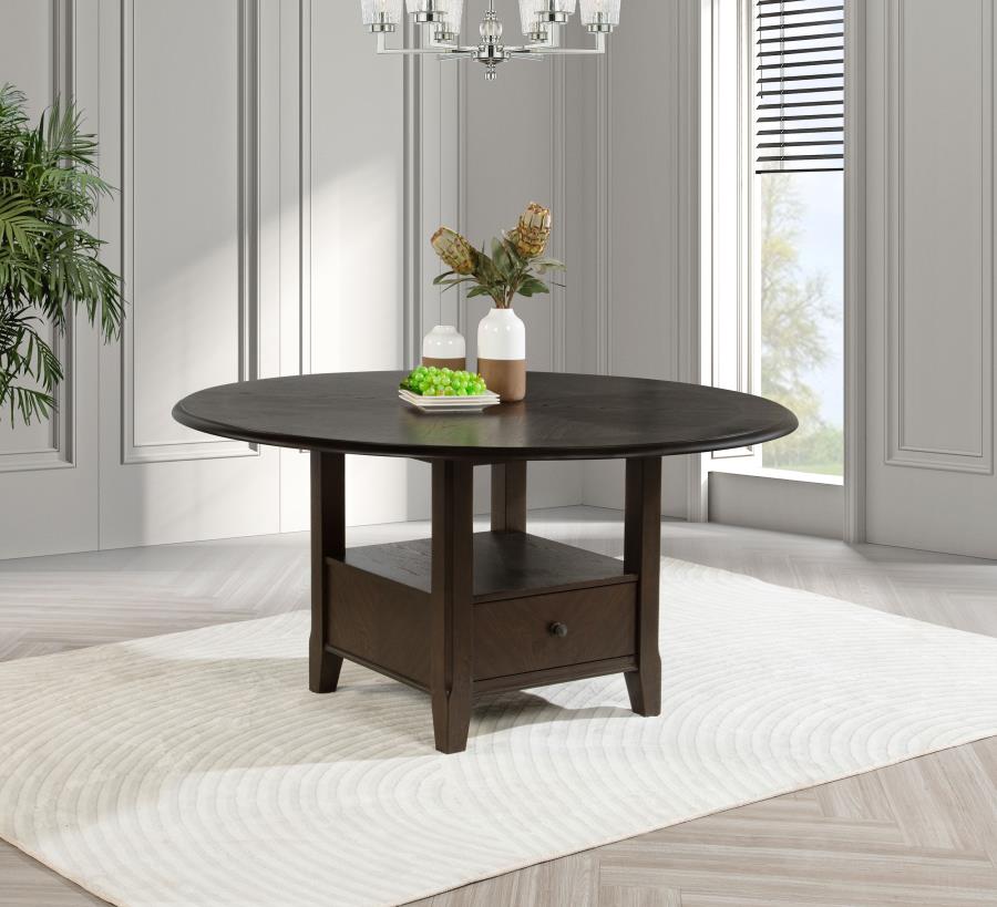 (image for) Twyla 60-inch Round Dining Table with Drawer Dark Cocoa