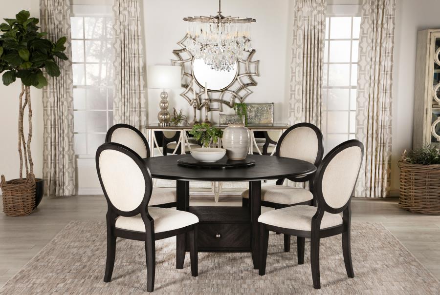 (image for) Twyla 5-piece Round Storage Base Dining Table Set Dark Cocoa - Click Image to Close