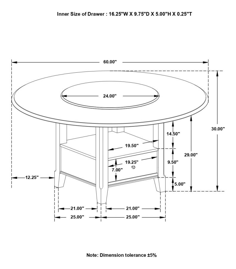 (image for) Twyla 5-piece Round Storage Base Dining Table Set Dark Cocoa