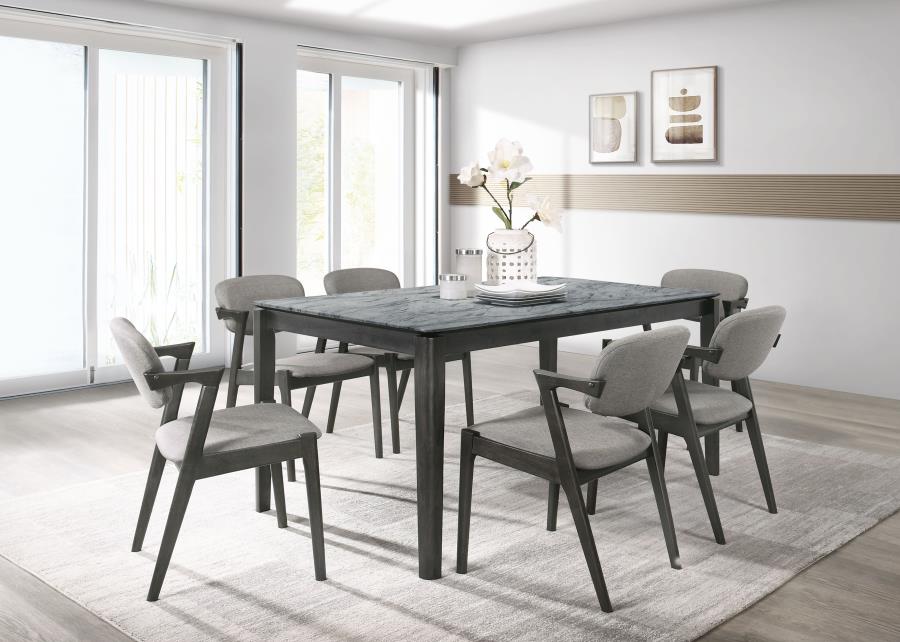 (image for) Stevie 7-piece Rectangular Dining Table Set Grey and Black - Click Image to Close