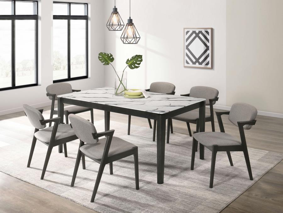 (image for) Stevie 7-piece Rectangular Dining Table Set White and Black - Click Image to Close