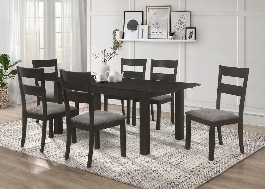 (image for) Jakob 7-piece Rectangular Extension Leaf Dining Set Black - Click Image to Close