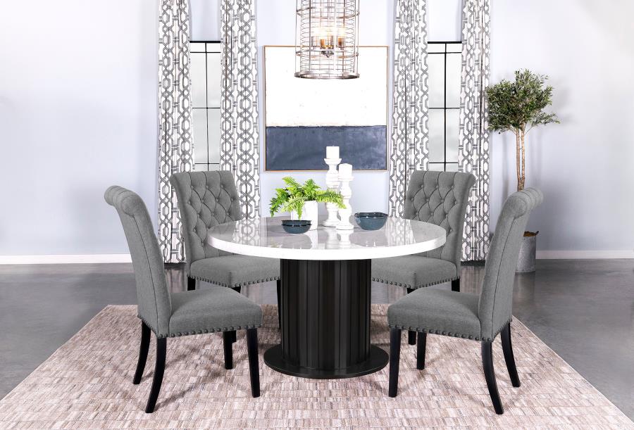 (image for) Alana Fabric Upholstered Dining Side Chair Grey (Set of 2)