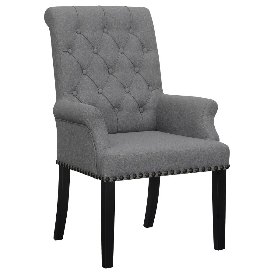 (image for) Alana Fabric Upholstered Dining Arm Chair Grey - Click Image to Close