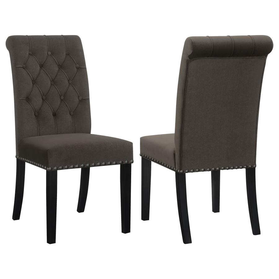 (image for) Alana Velvet Upholstered Dining Side Chair Brown (Set of 2) - Click Image to Close