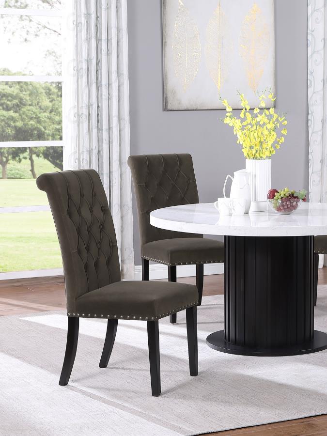 (image for) Alana Velvet Upholstered Dining Side Chair Brown (Set of 2)