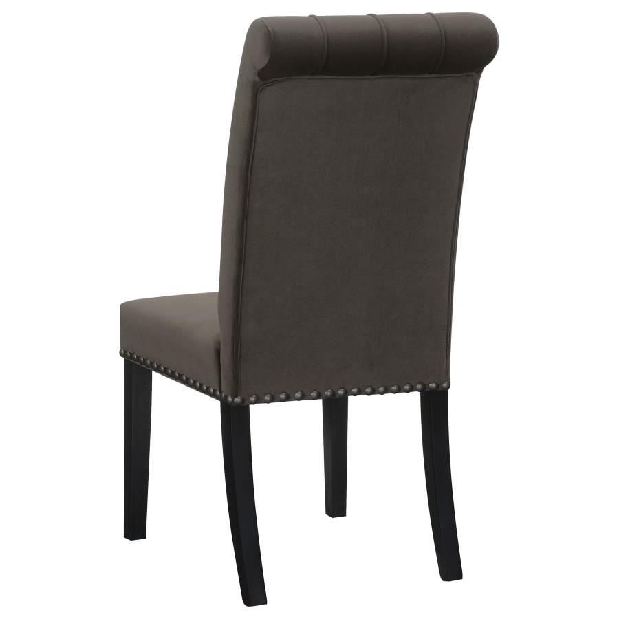 (image for) Alana Velvet Upholstered Dining Side Chair Brown (Set of 2)